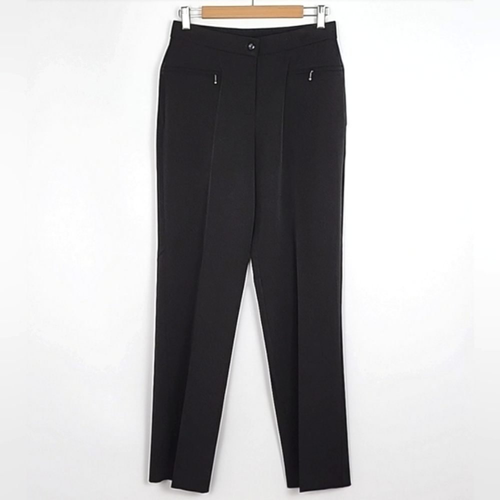 NWT LAURA Women's Black Stretch Trousers Dress Work Pants Tapered Leg Pockets 8